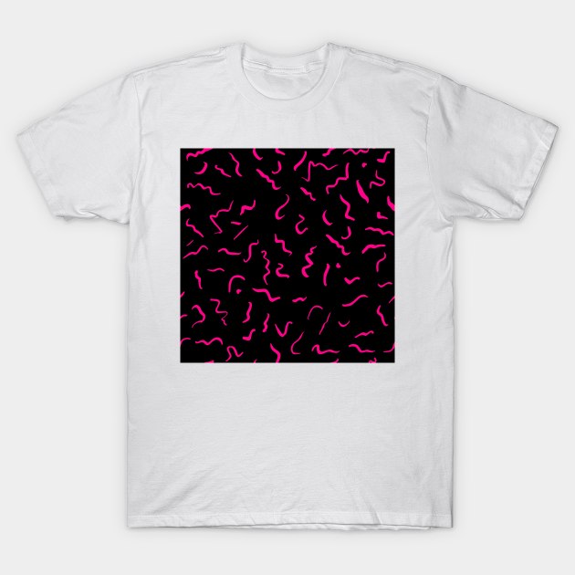 Artistic Squiggle Colorful Print Pattern Pink T-Shirt by Auto-Prints